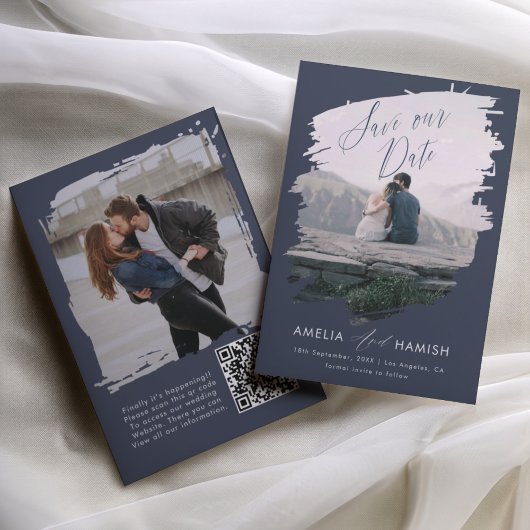 Moderne gemalte Foto-Save-the-Date-Hochzeit Save The Date