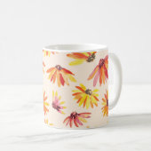 Moderne gemalte orange Blumen Muster Kaffeetasse (VorderseiteRechts)