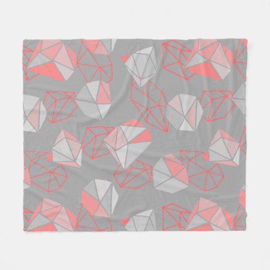 Moderne Gemi Muster Gray & Coral Fleecedecke (Vorderseite (Horizontal))