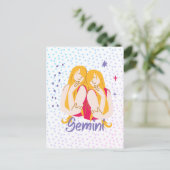 Moderne Gemini Twins Zodiac Postkarte (Stehend Vorderseite)