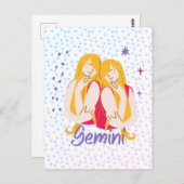 Moderne Gemini Twins Zodiac Postkarte (Vorne/Hinten)