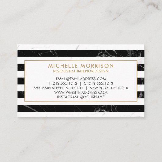 Moderne, gemischte Marmorstreifen Räume Designer Visitenkarte (Rückseite)