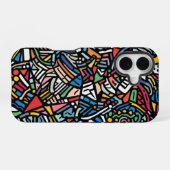 Moderne gemusterte Abstraktion iPhone 16 Hülle (Rückseite (Horizontal))