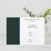 MODERNE GEMUSTERTE BLACK BLUE BACHELOR PARTEI EINLADUNG (Stehend Vorderseite)