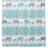 Moderne Gemusterte Elefanten Geometric Triangle Bl Duschvorhang (Vorderseite)