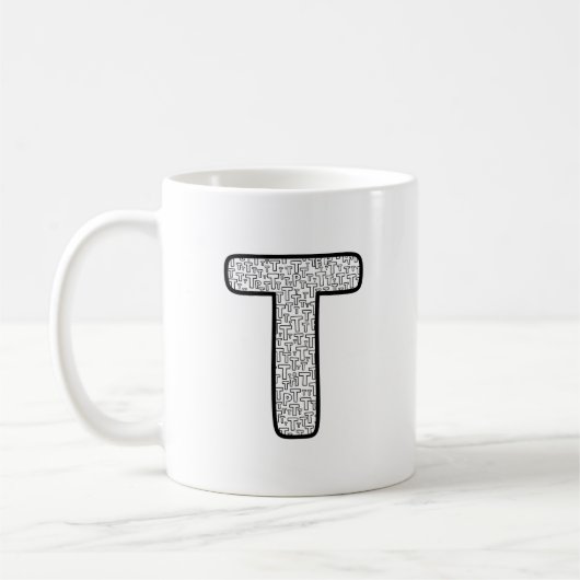 Moderne gemusterte Letter P Monogramm Keramik Tass Kaffeetasse (Links)