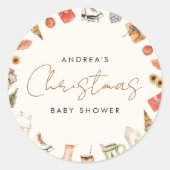 Moderne gemütliche Weihnachtsduschbücher für Baby Runder Aufkleber (Vorderseite)