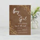 Moderne Genderoffenbarung | Minimalistische Geschl Einladung (Stehend Vorderseite)