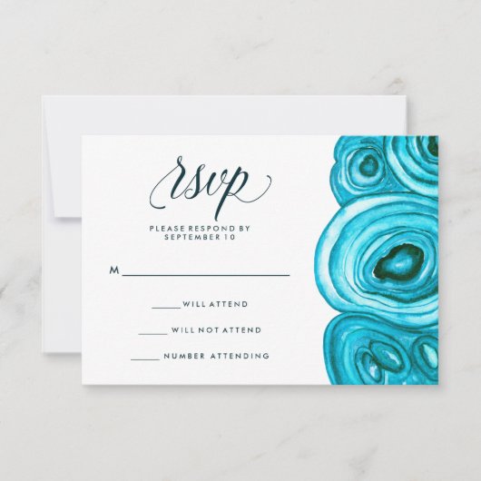 Moderne Geode Wedding | Blue UAWG RSVP Karte (Vorderseite)