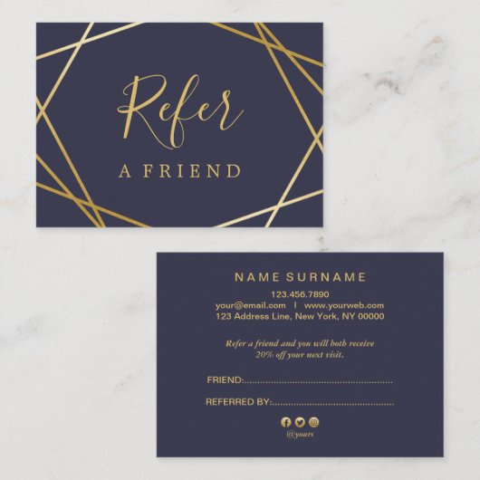 Moderne GeometricPattern MidnightBlue Visitenkarte (Vorne/Hinten)