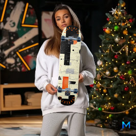 Moderne Geometrie Abstrakt in Creme und Orange Skateboard