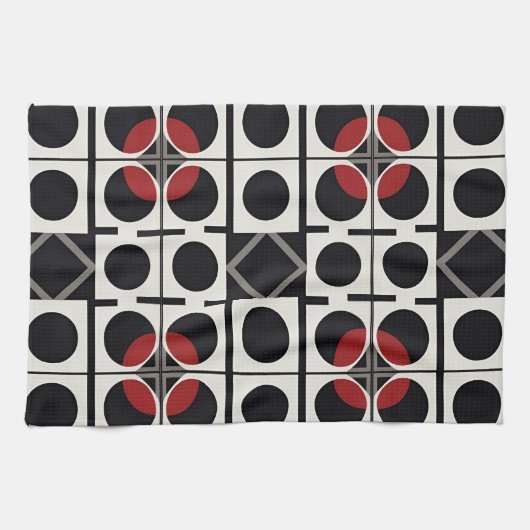 Moderne Geometrie Abstrakt mit Kreisen Geschirrtuch (Horizontal)