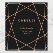 Moderne Geometrie auf schwarz Weinetikett (Einzelnes Label)