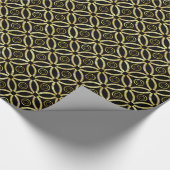 Moderne Geometrie aus Glitzer und Weiß auf Schwarz Geschenkpapier (Ecke)