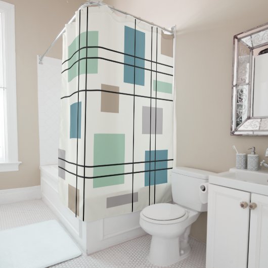 Moderne Geometrie des Mittelzentrums 2 Duschvorhang (Beispiel)