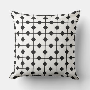 Moderne Geometrie, Diamanten - weiß und schwarz Kissen Für Draußen