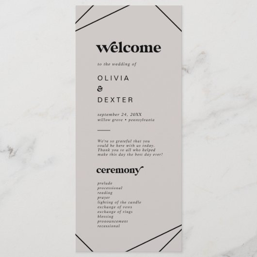 Moderne Geometrie | Gray Wedding Program Programm (Vorderseite)