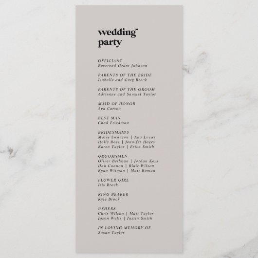 Moderne Geometrie | Gray Wedding Program Programm (Rückseite)