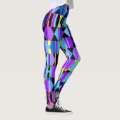 Moderne Geometrie in Lila und blau Leggings (Rechts)