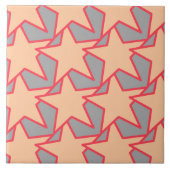 Moderne Geometrie - Korallenorange und Grau Fliese (Vorderseite)