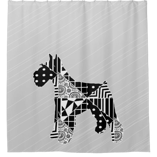 Moderne Geometrie Miniatur Schnauzer Duschvorhang (Vorderseite)