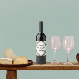 Moderne Geometrie mit kleinen Blume Hochzeit Weinetikett