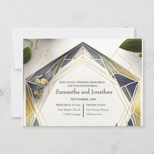 Moderne Geometrie mit Probe für kleine Blume Einladung (Vorderseite)