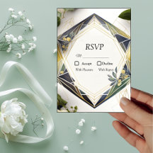 Moderne Geometrie mit RSVP-Karten kleiner Blume