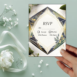 Moderne Geometrie mit RSVP-Karten kleiner Blume RSVP Karte