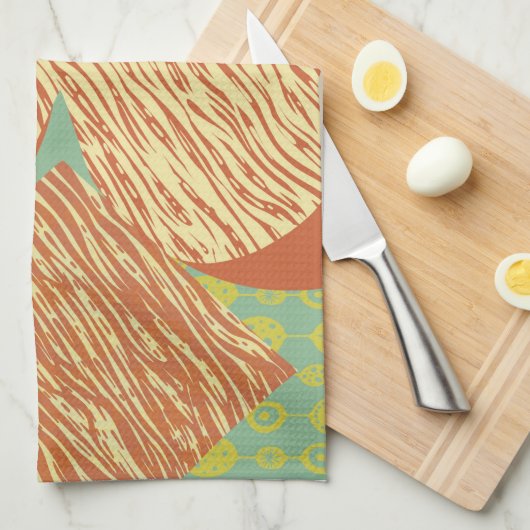 Moderne Geometrie Mitte des Jahrhunderts Geschirrtuch (Viertel Falte)