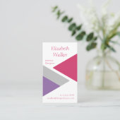 Moderne Geometrie Personalisiert Lila und rosa Visitenkarte (Stehend Vorderseite)