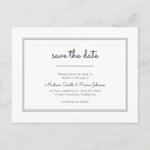 Moderne Geometrie   Simple Blue Wedding Postkarte
