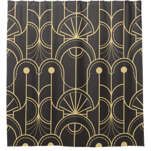 Moderne Geometrie: Vintage Goldlinien Duschvorhang (Vorderseite)