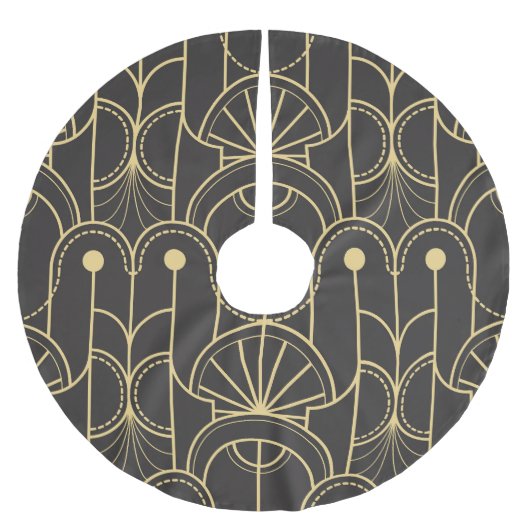 Moderne Geometrie: Vintage Goldlinien Polyester Weihnachtsbaumdecke (Vorderseite)