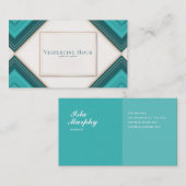 Moderne Geometrie Zickzack Aquamarin und Gold Visitenkarte (Vorne/Hinten)