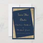 Moderne geometrisch-blaue Imitate Gold Save the Da Date (Vorderseite)