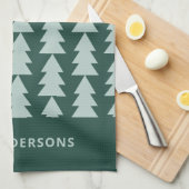 Moderne geometrisch blaue Weihnachtsbaumgrafik Geschirrtuch (Viertel Falte)