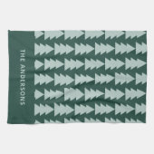 Moderne geometrisch blaue Weihnachtsbaumgrafik Geschirrtuch (Horizontal)