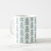 Moderne geometrisch blaue Weihnachtsbaumgrafik Kaffeetasse (Vorderseite Links)