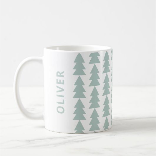 Moderne geometrisch blaue Weihnachtsbaumgrafik Kaffeetasse (Links)