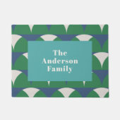 Moderne geometrisch-blaugrüne Retrofamilie Fußmatte (Vorderseite)