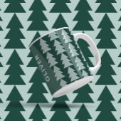 Moderne geometrisch blaugrüne Weihnachtsbaumgrafik Kaffeetasse