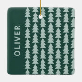 Moderne geometrisch blaugrüne Weihnachtsbaumgrafik Keramikornament (Rückseite)