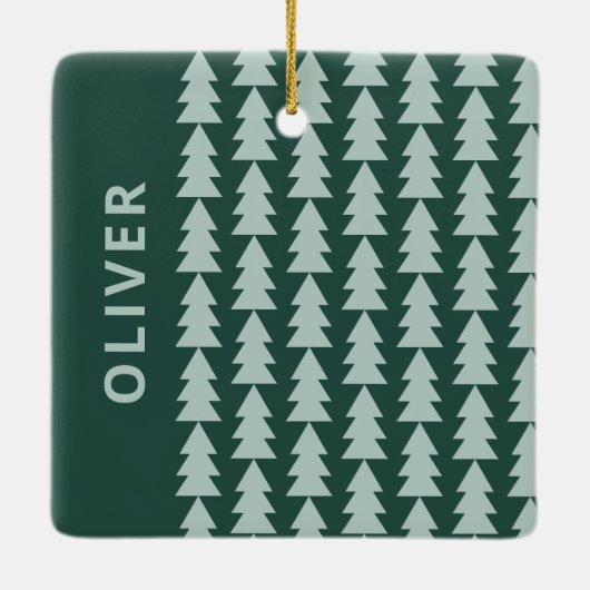 Moderne geometrisch blaugrüne Weihnachtsbaumgrafik Keramikornament (Rückseite)