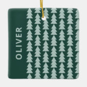 Moderne geometrisch blaugrüne Weihnachtsbaumgrafik Keramikornament (Vorderseite)