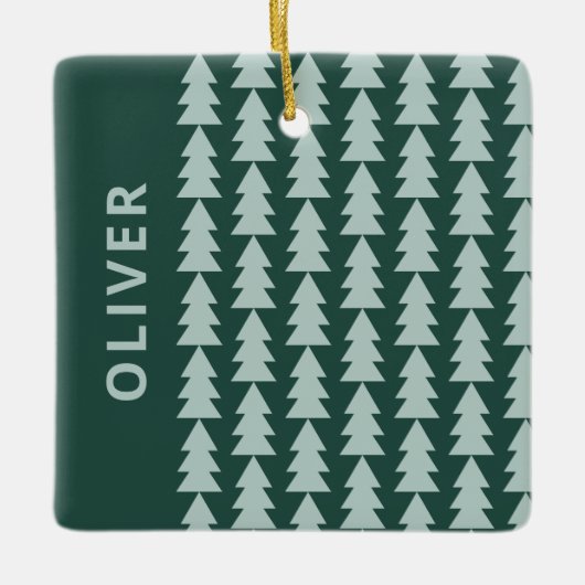 Moderne geometrisch blaugrüne Weihnachtsbaumgrafik Keramikornament (Vorderseite)