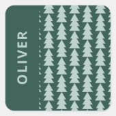 Moderne geometrisch blaugrüne Weihnachtsbaumgrafik Quadratischer Aufkleber (Vorderseite)