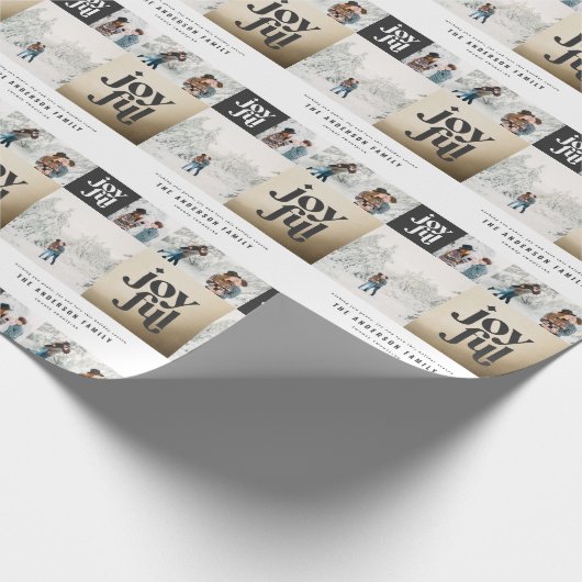 Moderne geometrisch fröhliche Typografie Gold Weih Geschenkpapier (Ecke)