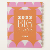 Moderne geometrisch orange-orange große Pläne Planer (Rückseite)