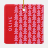 Moderne geometrisch rosa Weihnachtsbaumgrafik Keramikornament (Rückseite)